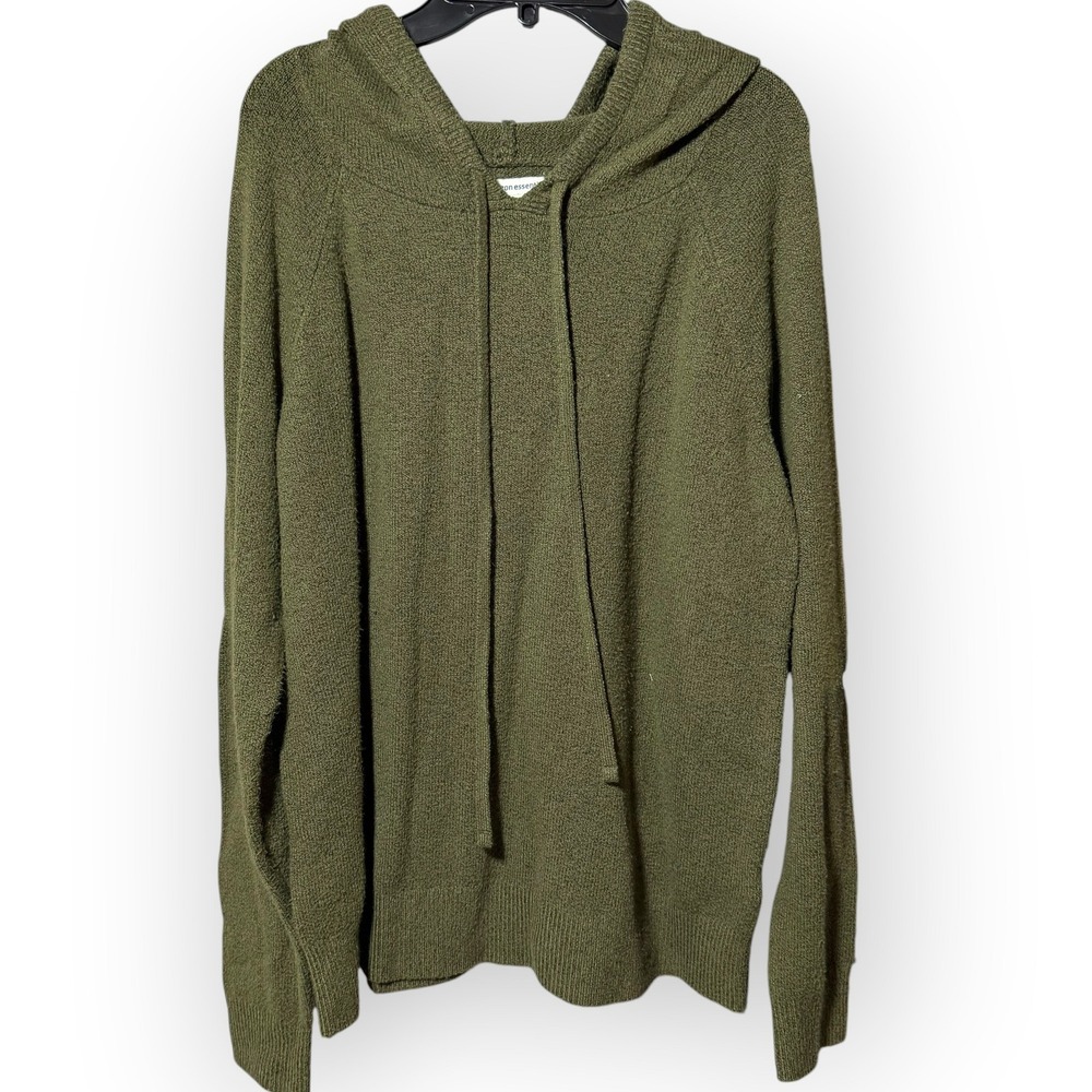 Amazon Essentials XL Olive Green Knit Pullover Hoodie Sweater
